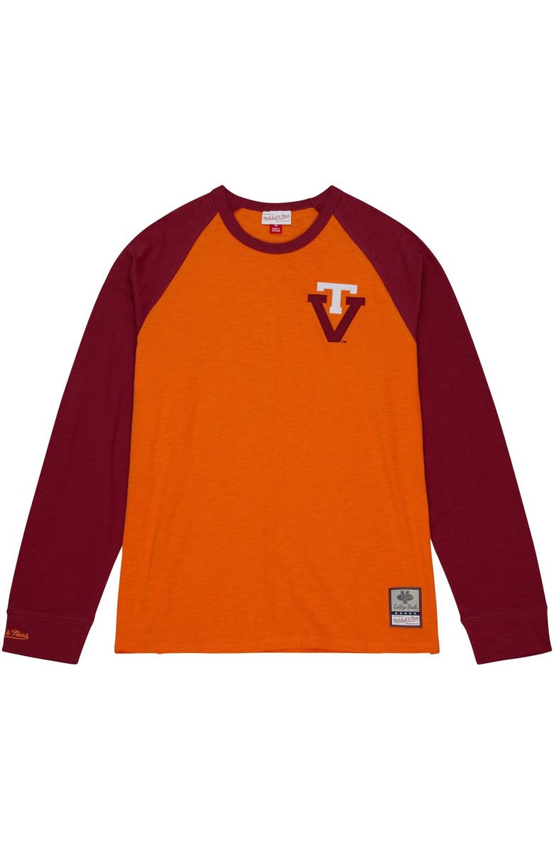 Mitchell & Ness Men's Mitchell & Ness Orange Virginia Tech Hokies Legendary Slub Raglan Long Sleeve T-Shirt, Alternate, color, Orange