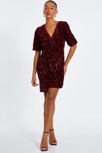 Quiz berry sequin bodycon dress hotsell