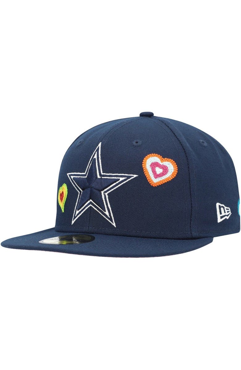 New Era Men's New Era Navy Dallas Cowboys Chain Stitch Heart 59FIFTY Fitted Hat, Main, color, Navy