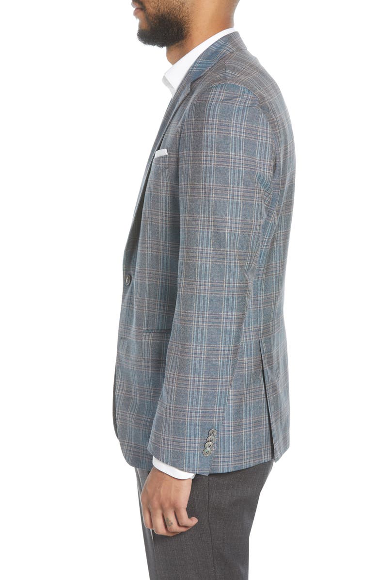 BOSS Hartlay Trim Fit Plaid Wool Sport Coat, Alternate, color,