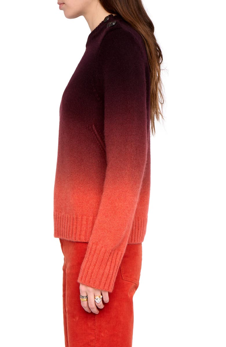 Zadig & Voltaire Malty Dip Dye Cashmere Crewneck Sweater, Alternate, color, Tangerine