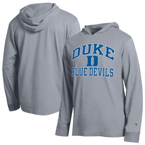 Men's Champion Heather Gray Duke Blue Devils High Motor All-Star Long Sleeve Hooded T-Shirt