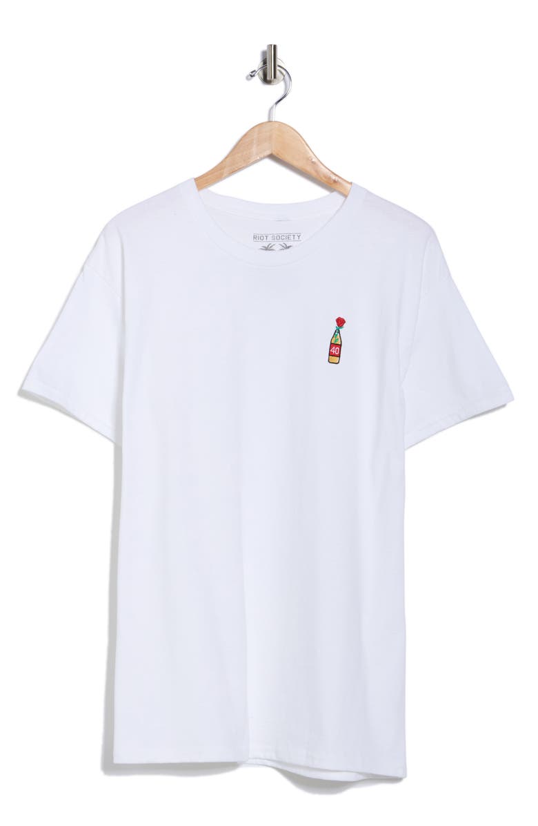 RIOT SOCIETY Forty Rose Embroidered T-Shirt, Alternate, color, White