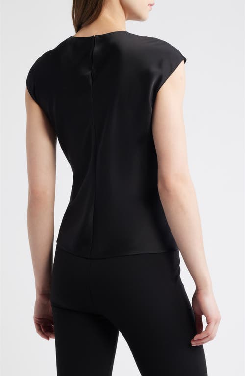 Theory Satin Twist Neck Top In Black