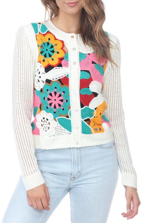 Floral Open Knit Cardigan