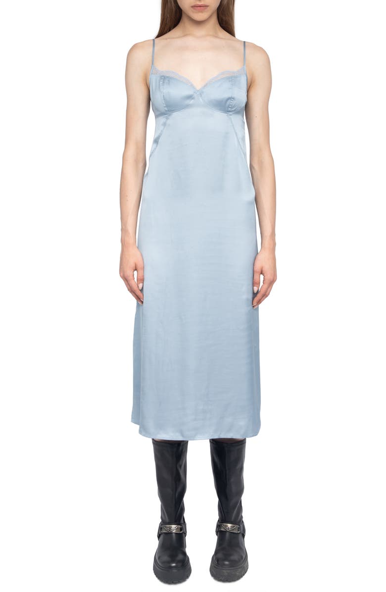 Zadig & Voltaire Rialta Satin Slipdress, Main, color, 