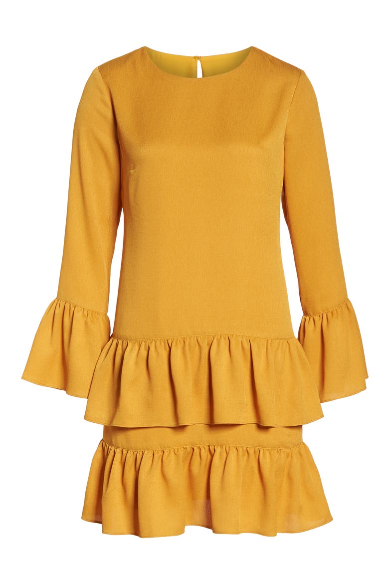 Flounce Hem Shift Dress, Alternate, color, YELLOW GOLD