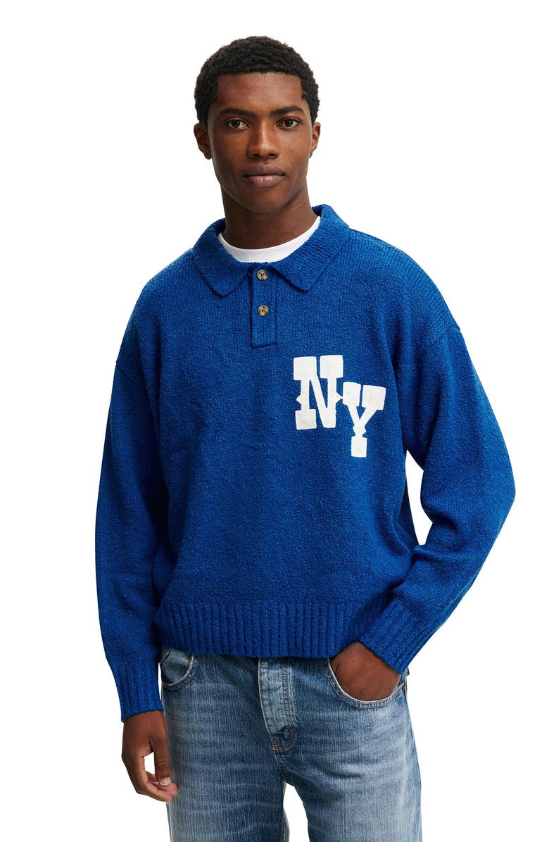 Cotton On Men's Boxy Rugby Polo, Main, color, Cobalt