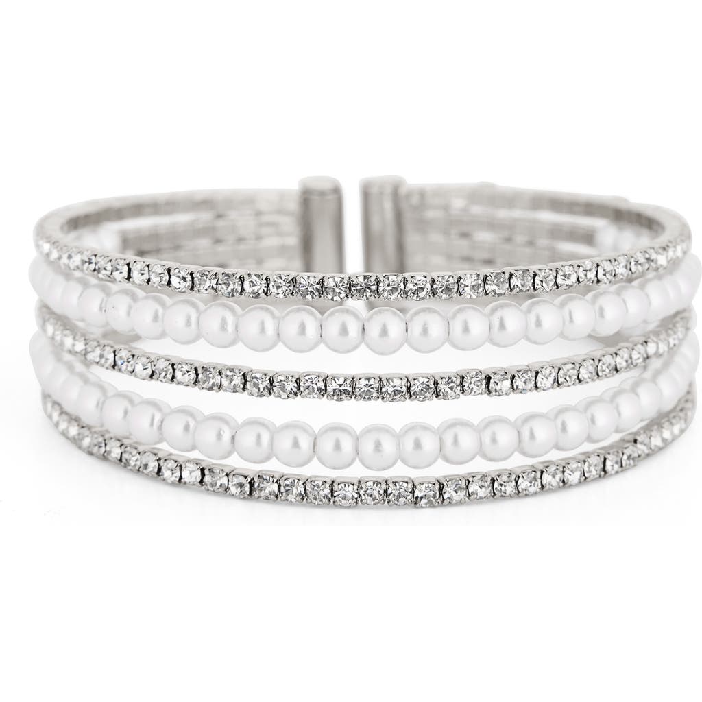 Nordstrom Rack Faux Pearl & Crystal Cuff Bracelet In Multi