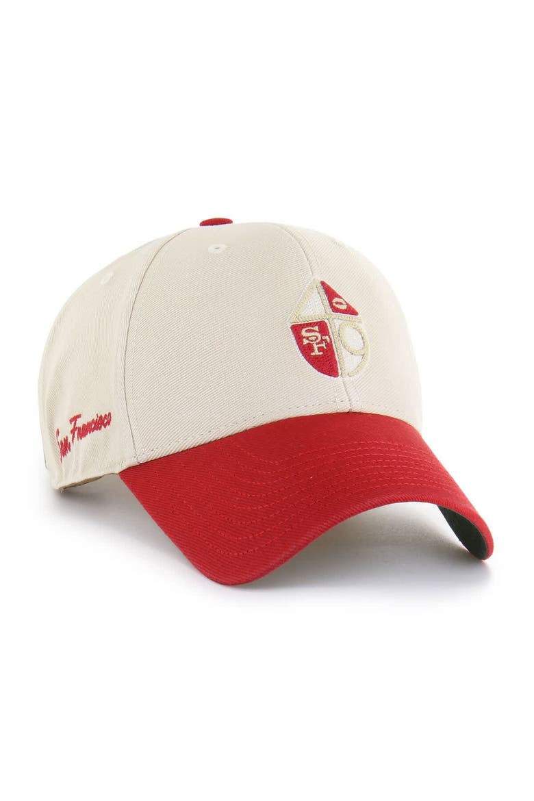 Men's '47 Cream/Scarlet San Francisco 49ers Fairfield MVP Throwback Adjustable Hat, Main, color, Cream