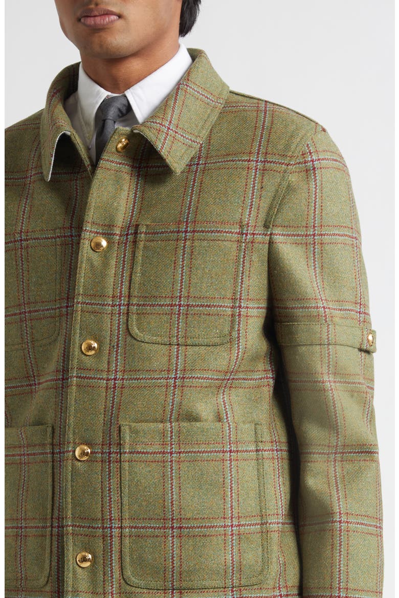 Armband Plaid Wool Utility Jacket, Alternate, color, GREEN