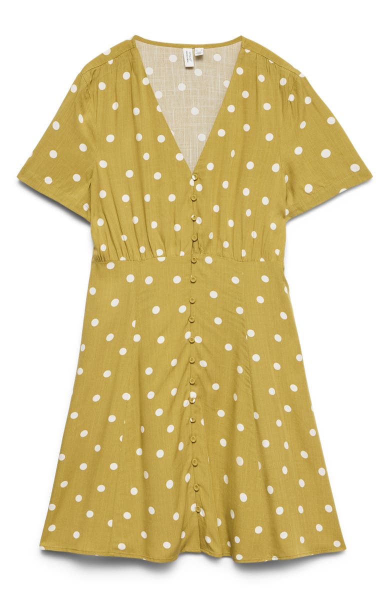 VERO MODA Kora Short Sleeve Polka Dot Dress, Alternate, color, Willow Dots