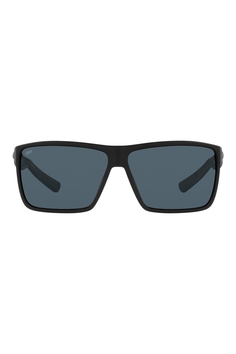 63mm Polarized Oversize Rectangular Sunglasses, Main, color, MATTE BLACK 2
