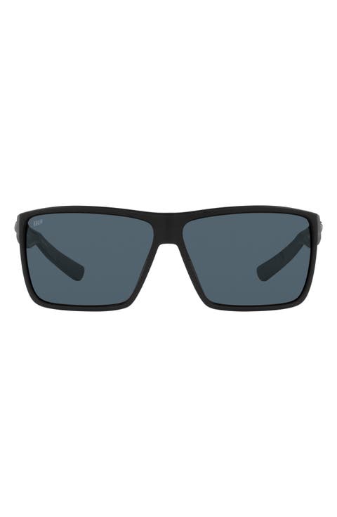 63mm Polarized Oversize Rectangular Sunglasses