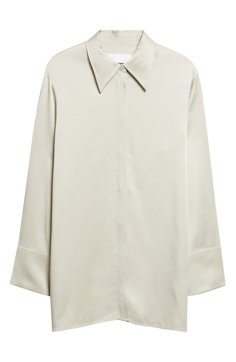 Jil Sander Fluid Satin Button-Up Shirt, Main, color, Pastel Green