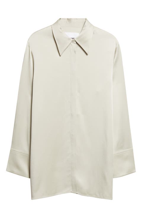 Fluid Satin Button-Up Shirt