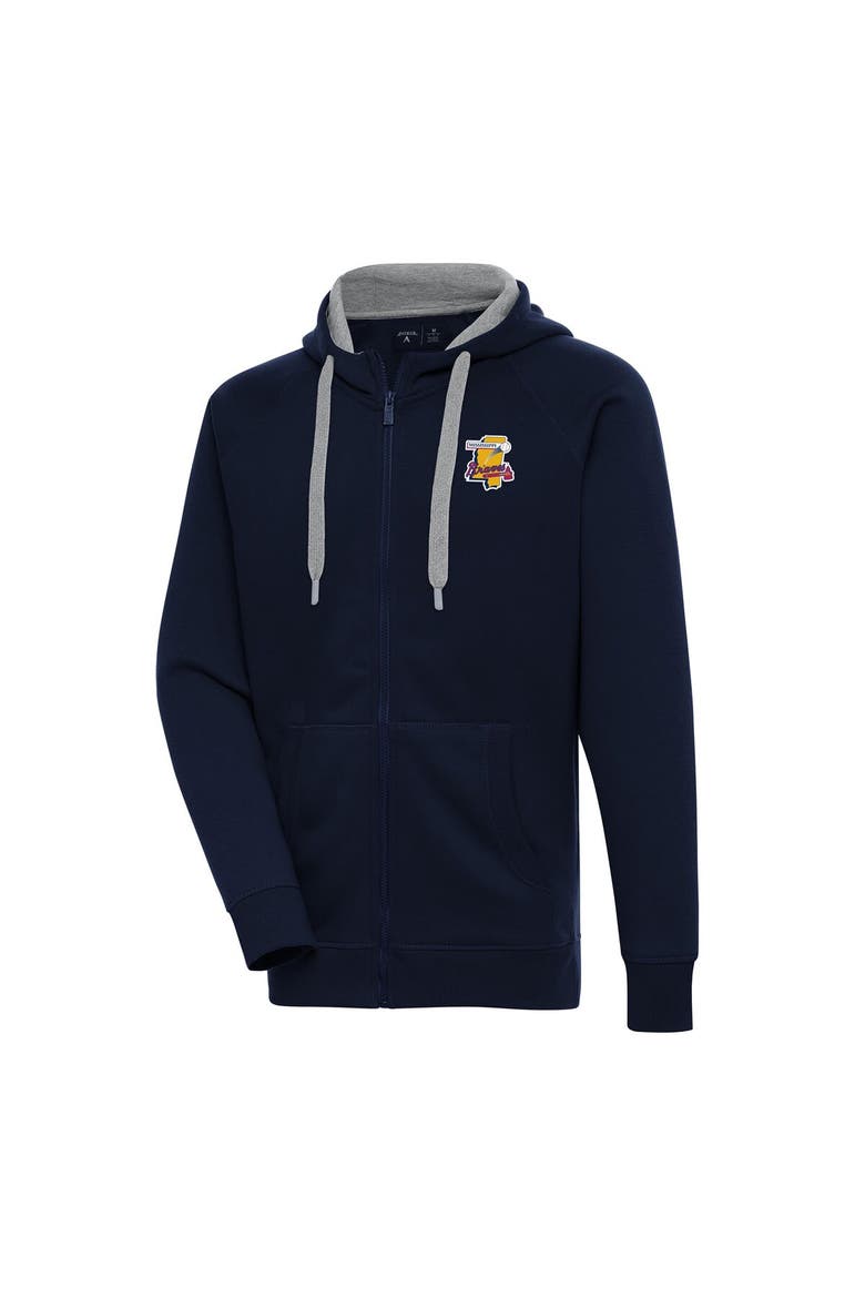 Men's Antigua  Navy Mississippi Braves Victory Full-Zip Hoodie, Alternate, color, Navy