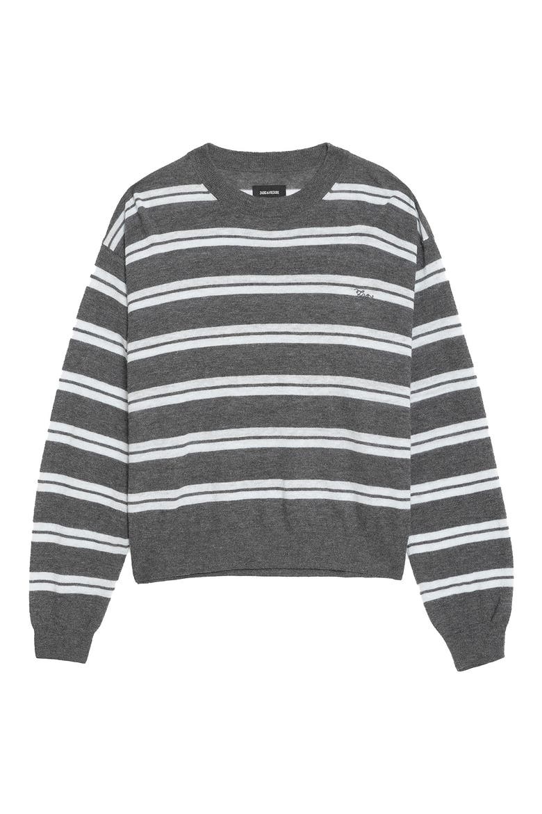 Swapy Stripe Cashmere Sweater, Alternate, color, ANTHRACITE