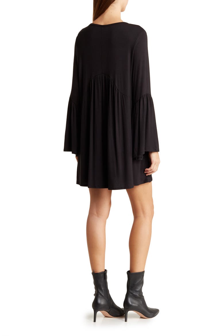 Long Sleeve Swing Dress, Alternate, color, BLACK