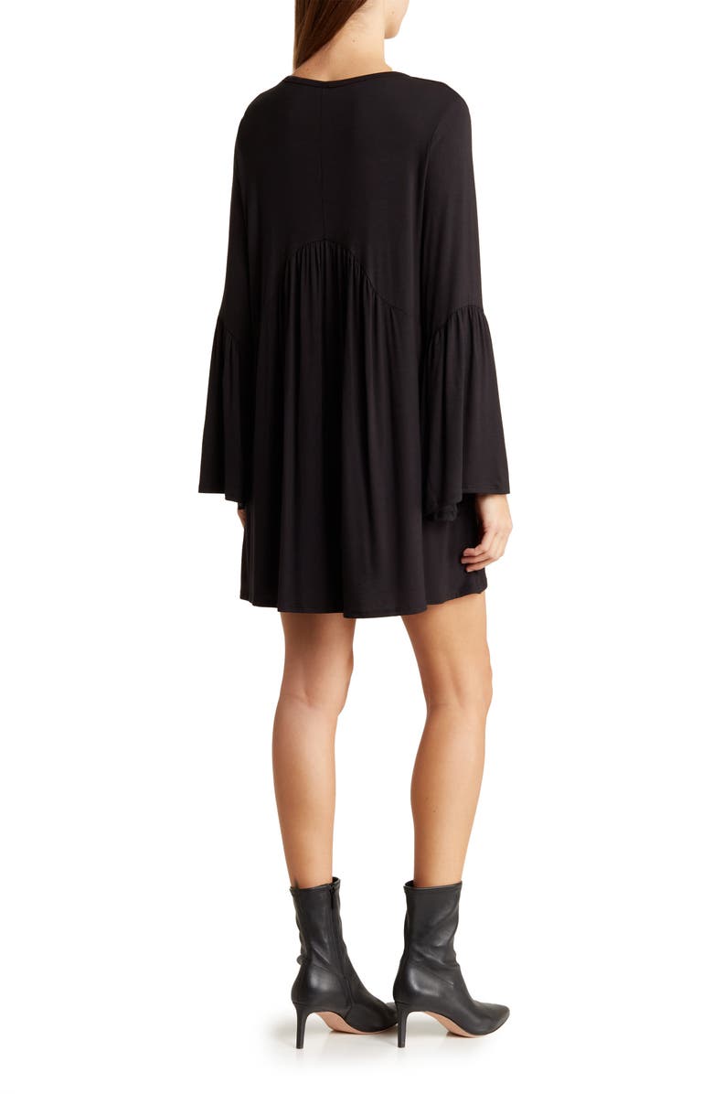 GO COUTURE Long Sleeve Swing Dress, Alternate, color, Black