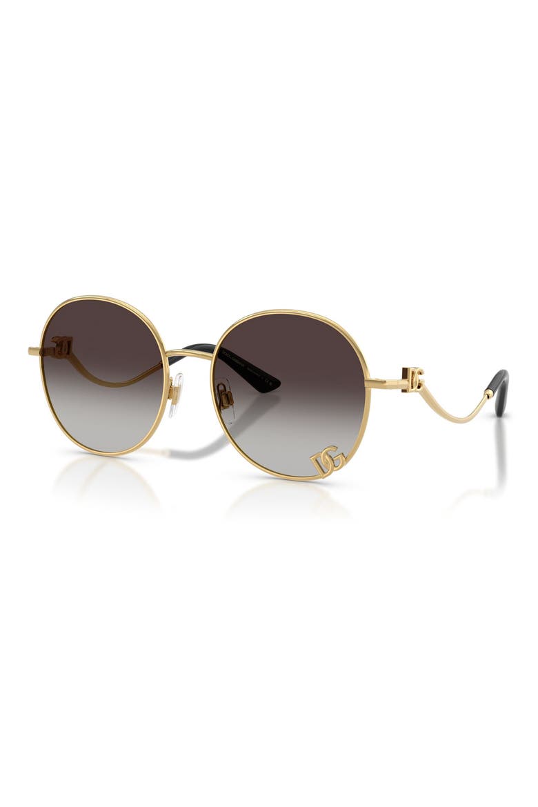 56mm Gradient Round Sunglasses, Alternate, color, GOLD / GREY GRADIENT
