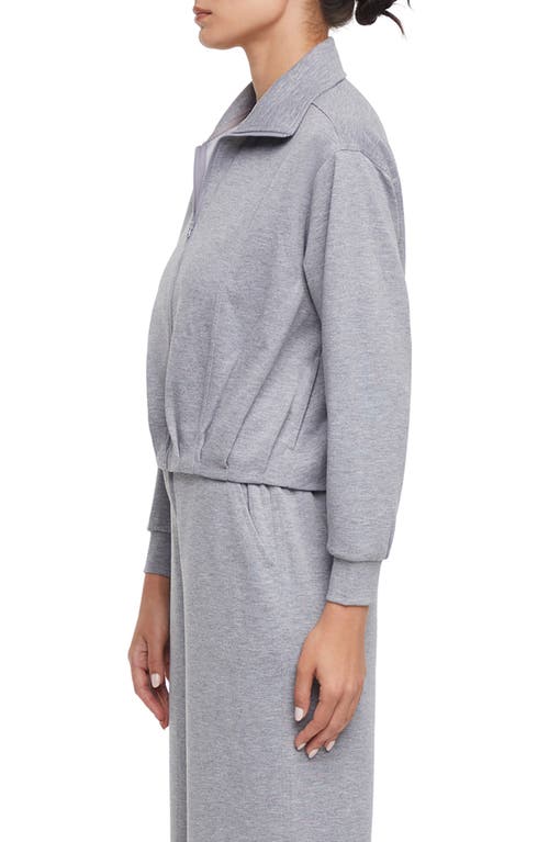Three Dots Bubble Hem Full Zip Jacket In Gray