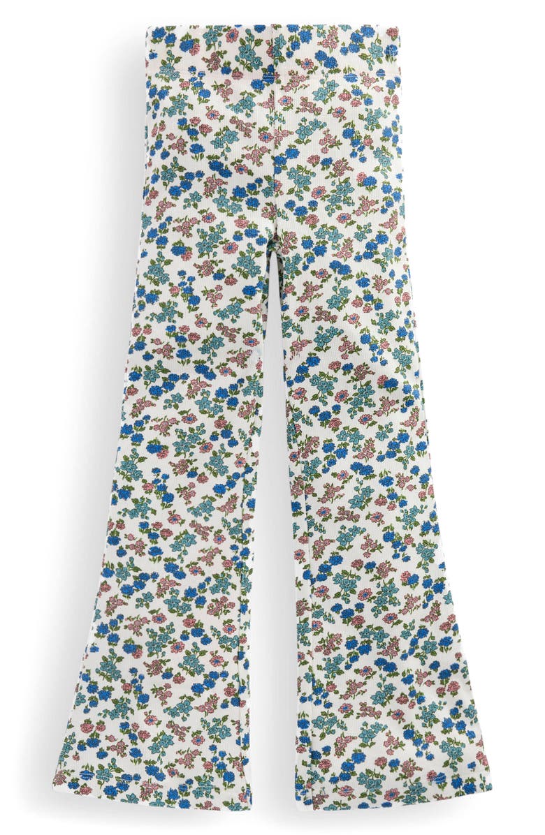 Mini Boden Kids' Floral Rib Knit Flare Leggings, Main, color, Soft Ivory Floral