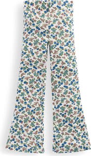 Mini Boden Kids' Floral Rib Knit Flare Leggings