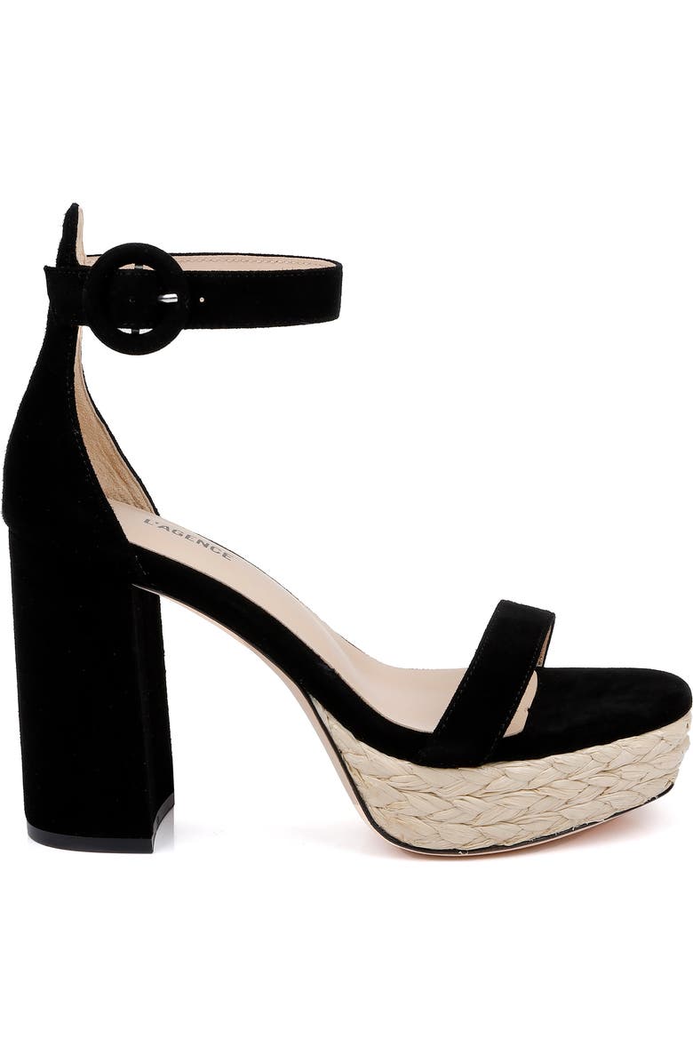 L'AGENCE Avia Ankle Strap Platform Sandal, Alternate, color, Black