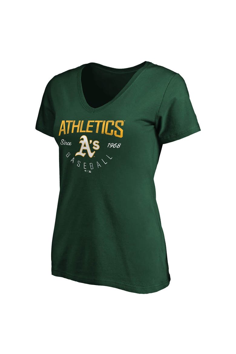 Women's Fanatics Branded Green Oakland Athletics Live For It V-Neck T-Shirt, Alternate, color, Green