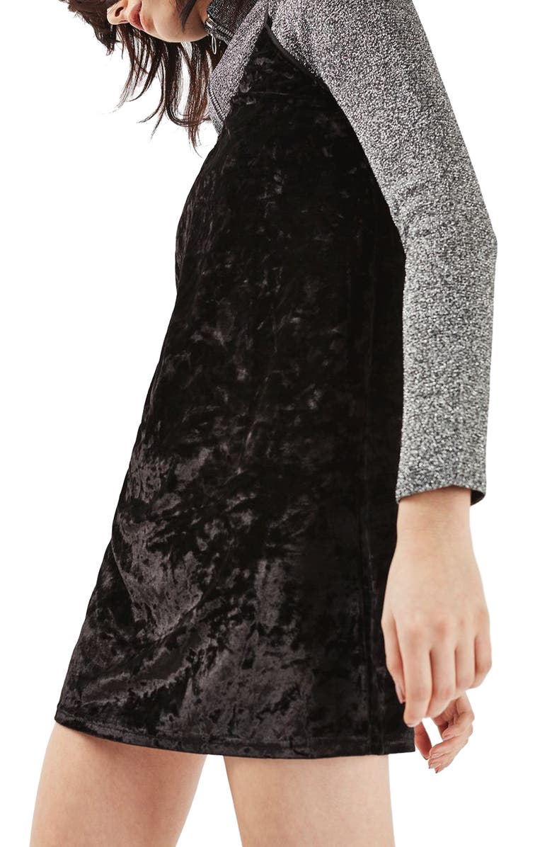 Topshop Crushed Velvet Slipdress, Alternate, color, 