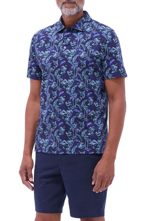 Hendrix Digital Island Print Pima Cotton Polo