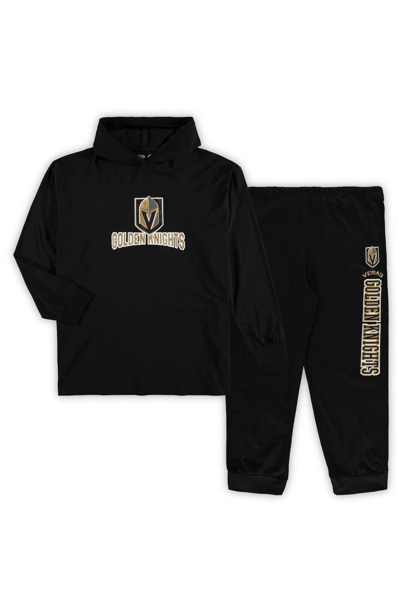 CONCEPTS SPORT Men's Concepts Sport Black Vegas Golden Knights Big & Tall Pullover Hoodie & Joggers Sleep Set, Main, color, Black