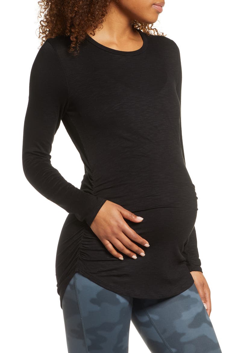 Mamasana Maternity Shirt, Alternate, color, BLACK