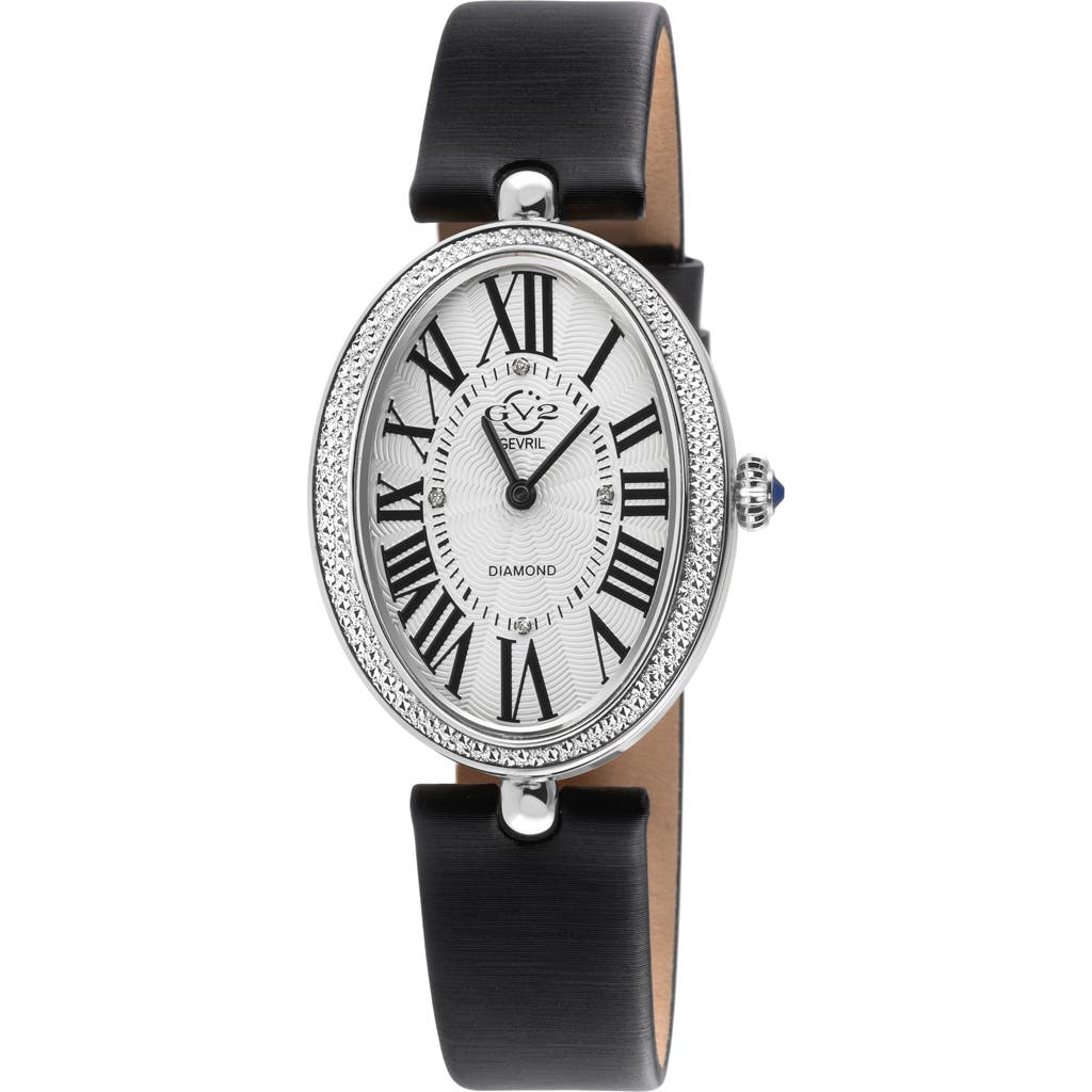Gv2 Piazza Diamond Accent Leather Strap Watch, 29mm X 38mm In Black