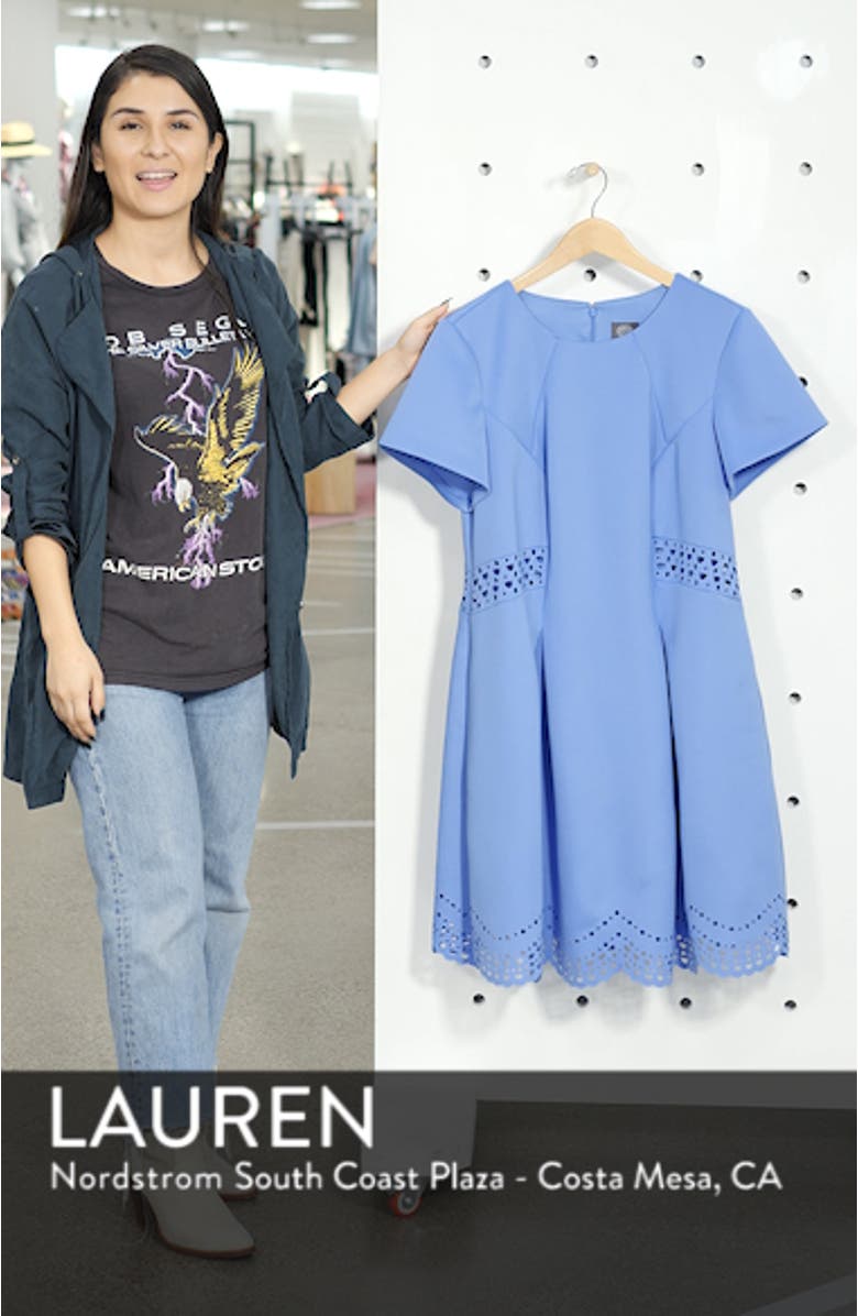 Laser Cut Scuba Crepe Fit & Flare Dress, sales video thumbnail
