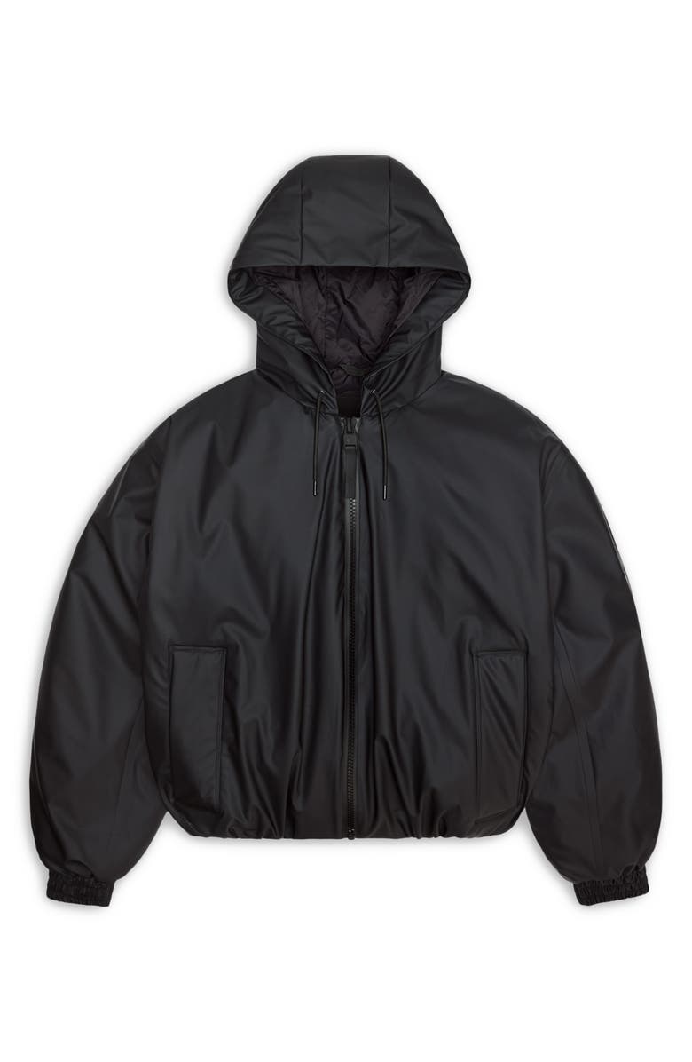 Rains Lohja Insulated Bomber Rain Jacket, Alternate, color, Black
