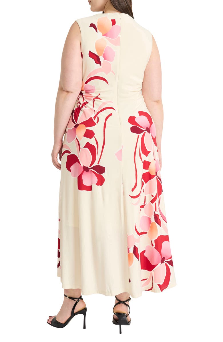 Maggy London Mock Neck Sleeveless Midi Dress, Alternate, color, Cream/ Rose