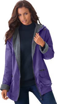Roaman's Plus Size Hooded Nylon Jacket