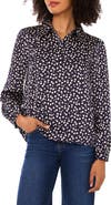 Halogen® Polka Dot Long Sleeve Satin Top