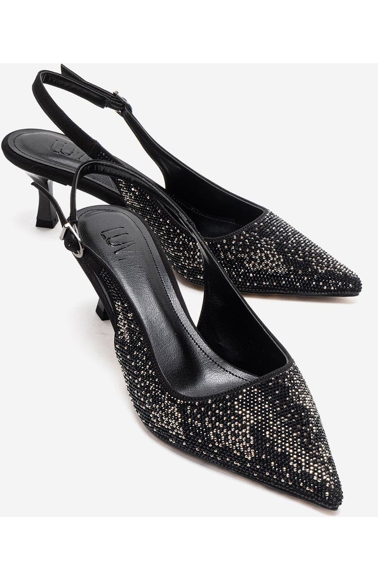 Prologue Shoes Nella Embellished Slingback Pointed Toe Pump, Main, color, Black