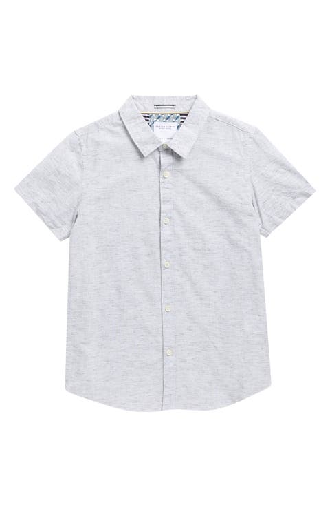 Kids' Mélange Short Sleeve Button-Up Shirt (Big Kid)