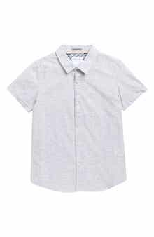 DENIM AND FLOWER Kids' Mélange Short Sleeve Button-Up Shirt