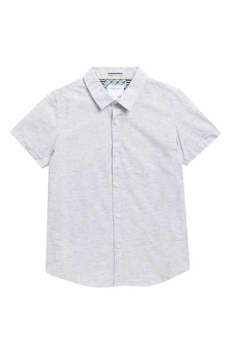 DENIM AND FLOWER Kids' Mélange Short Sleeve Button-Up Shirt