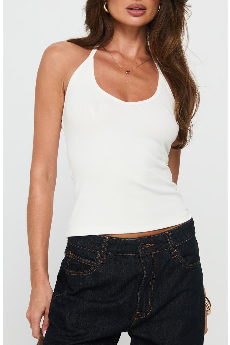 Sentiment Stretch Organic Cotton Halter Top, Main, color, WHITE