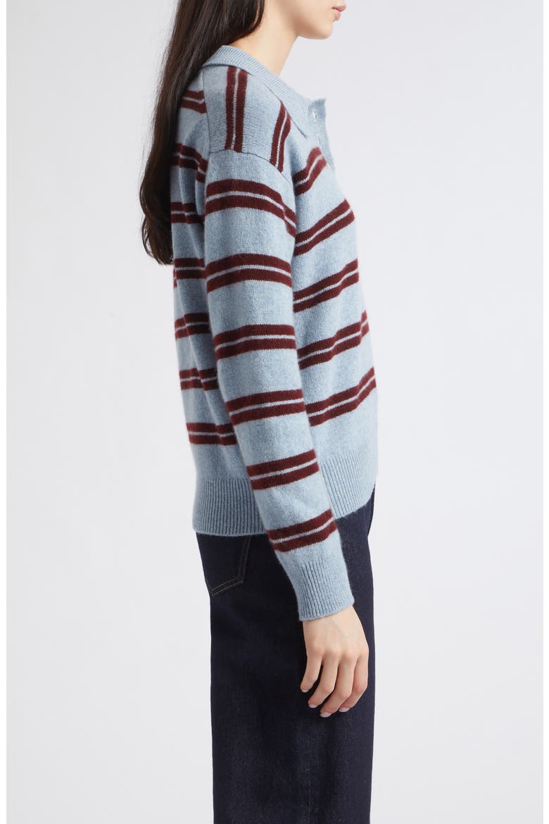 Edie Striped Wool Polo Sweater, Alternate, color, VINTAGE WITH PORT