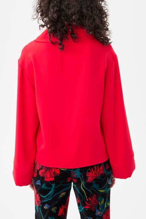 Trina Turk Staged Folded Neckline Top In Red