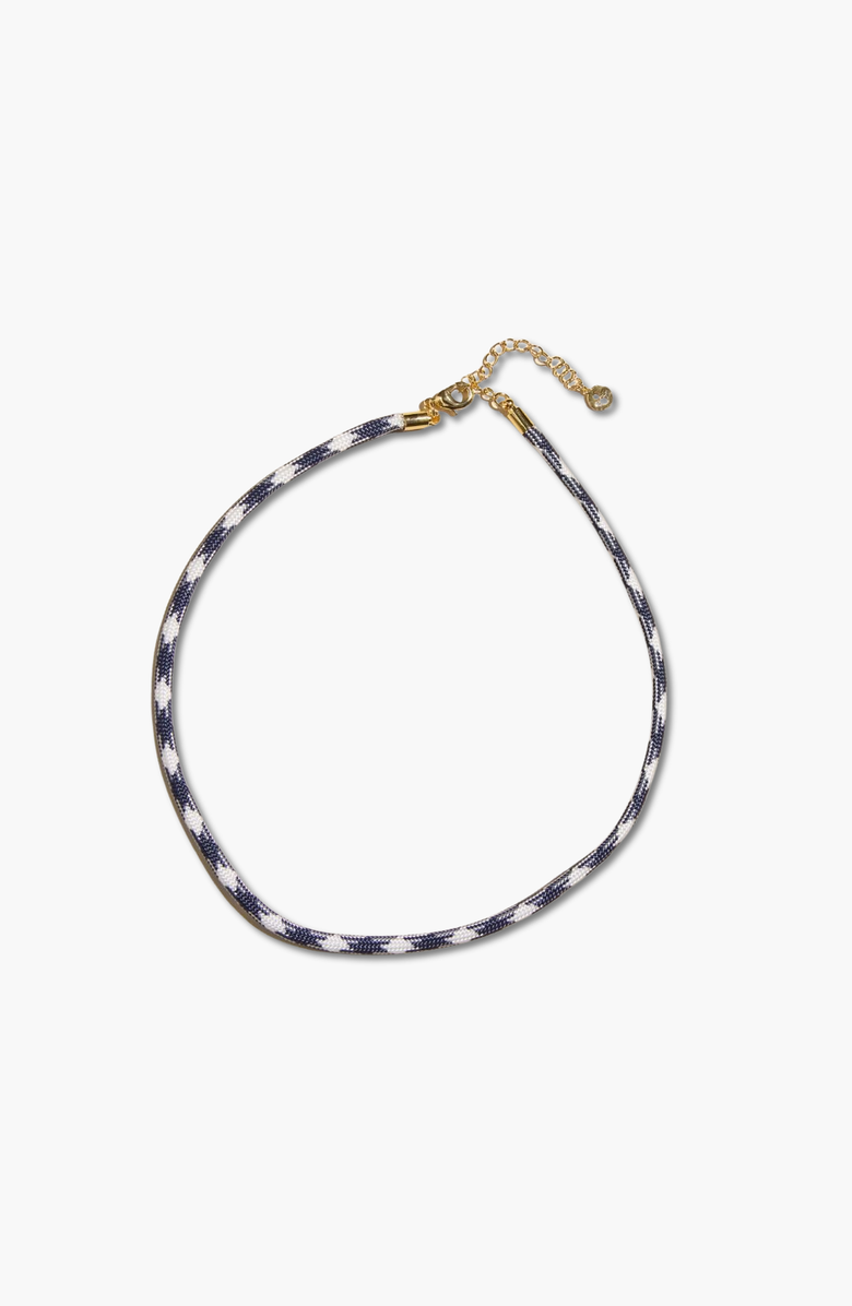 Nickel & Suede Minimalist Cord Necklace, Main, color, Navy & White / Silver