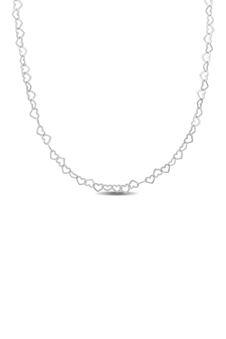 Sterling Silver Heart Link Necklace, Main, color, SILVER
