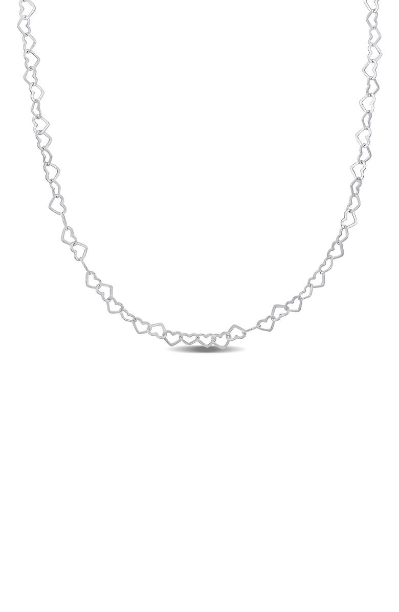 DELMAR Sterling Silver Heart Link Necklace, Main, color, Silver